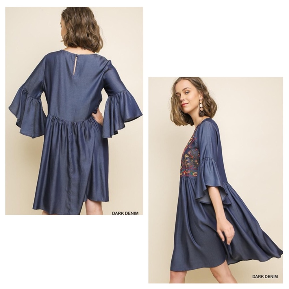 Umgee Only a few left Floral Emb Tencel BoHo Dress - Picture 3 of 6